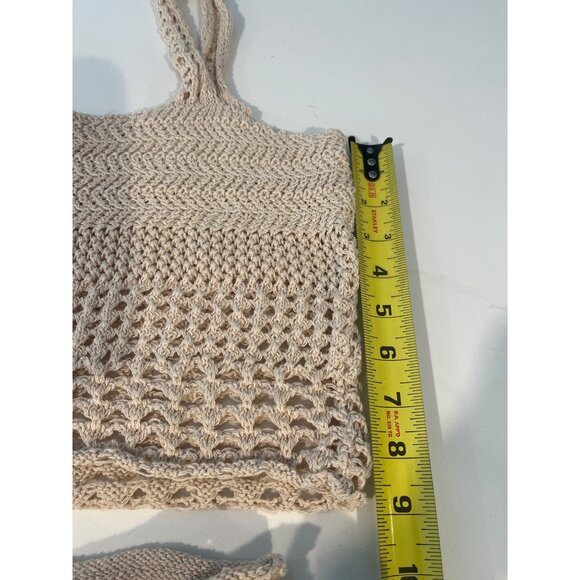 Beige Crochet Crop Top & Skirt Set By FP Beach U.S. Small Handmade-Look Knit Lig - Picture 5 of 10
